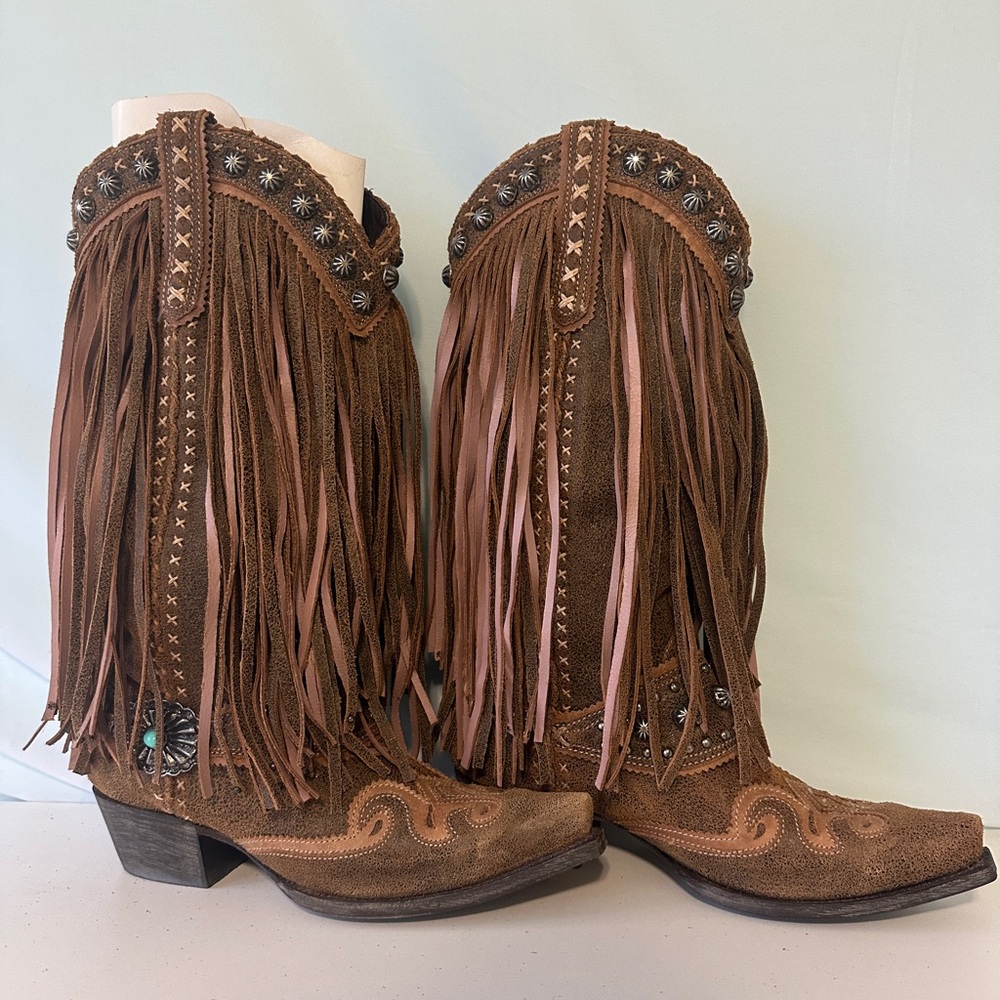 Double D Ranch Prescott Boots Brown Fringe | W's size 10 - Picture 7 of 8